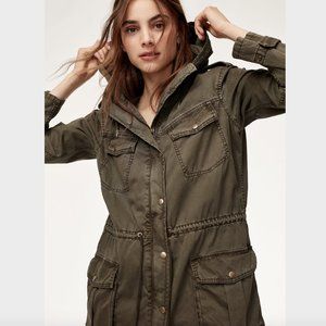 Artizia Talula Azure Skies Trooper Hooded Military Jacket Olive Army Green XS
